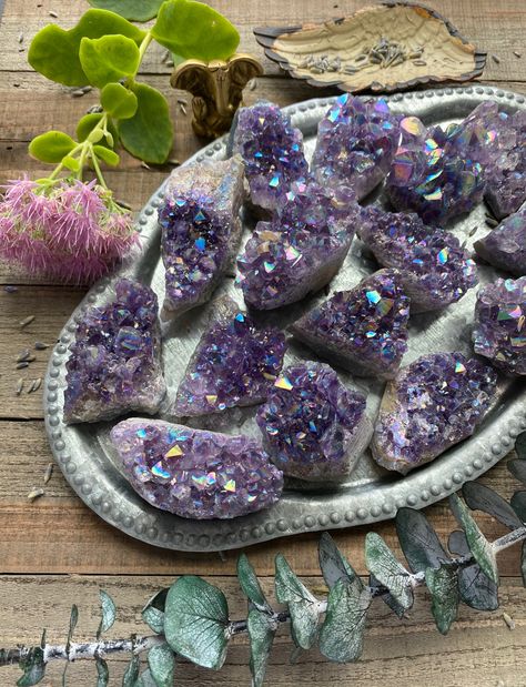 ONE Aura Amethyst Cluster | Angel Aura Amethyst | Amethyst Display Piece | Crystal Decor | Gift For Her Angel Aura Amethyst, Crystals Collection, Raw Pink Tourmaline, Aura Amethyst, Crystal Uses, Raw Quartz Crystal, Fabric Bracelets, Aura Crystals, Crystals Healing