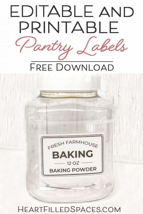 Update your kitchen pantry quickly with these free editable and printable labels. These free food storage container labels are designed to print quickly on Avery paper. #freeprintable #printables #labels #clutterfreekitchen #kitchenorganizing #freepantrylabels #organization Pantry Labels Printable, Free Pantry Labels, Printable Lables, Kitchen Pantry Labels, Container Labels, Organization Quotes, Canister Labels, Kitchen Labels, Storage Labels