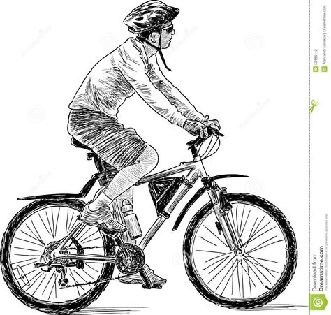 Bicycle Sketch, Bicycle Drawing, Bicycle Illustration, People Cutout, Bike Drawing, Bike Sketch, Riding Bike, Bike Art, Vector Drawing