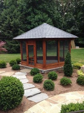 Stand-Alone Screened Porch on Stone Patio contemporary-porch Diy Gazebo, Modern Gazebo, Screened Gazebo, Gazebo Ideas, Gazebo Plans, Patio Pergola, Wooden Gazebo, Pergola Ideas, Screen House