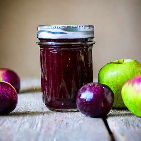 Damson and Apple Jam Recipe Apple Jam Recipe, Damson Jam, Vegan Peach Cobbler, Plum Jam Recipes, Damson Plum, Vegan Peach, How To Peel Peaches, Vegan Tiramisu, Plum Recipes