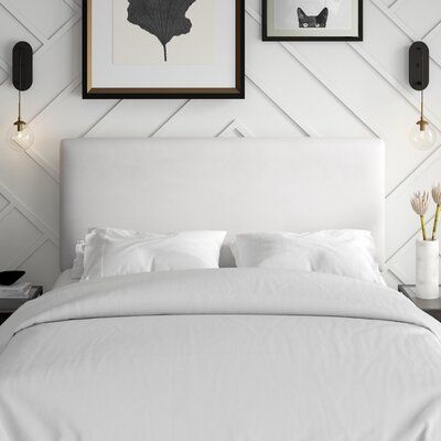 Simple White Headboard, White Upholstered Bed With Black Trim, Off White Headboard, White Linen Headboard, White Fabric Headboard, White Headboard Bedroom, White Upholstered Headboard, White Upholstered Bed, Mom Room