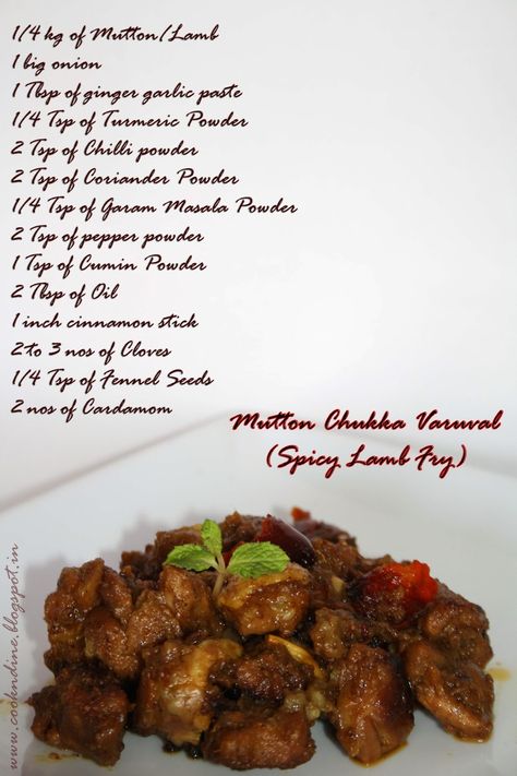 Mutton Chukka, Mutton Dishes, Mutton Recipes, Pepper Powder, Coriander Powder, Spice Recipes, Garlic Paste, Madurai, Curry Leaves