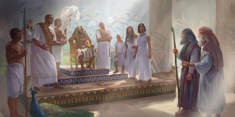 Moses and Aaron stand before Pharaoh Plagues Of Egypt, Psalm 105, Ten Plagues, Psalm 145, Family Worship, Bible Characters, Bible Pictures, Islamic Paintings, Biblical Art