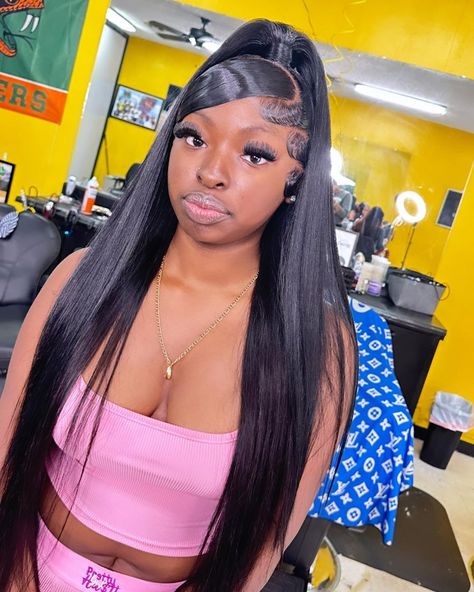 Swoop Buss Down, Half Up Half Down Highlights Wig, Half Up Half Down Frontal Hairstyles, Wig Install Half Up Half Down, Half Up Half Down Wig Style, Swoop With Half Up Half Down, Short Closure Wig, Half Up Half Down Swoop Wig, Slick Wig Hairstyles