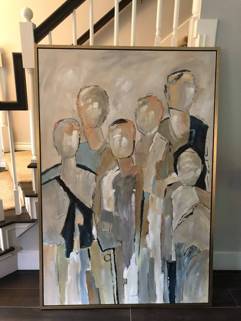 Abstract Family Portrait Painting, Abstract Family Painting, Family Acrylic Painting, Dining Artwork, Portrait Easy, Family Portrait Painting, Abstract Figure Art, Painting Flowers Tutorial, Modern Art Paintings Abstract