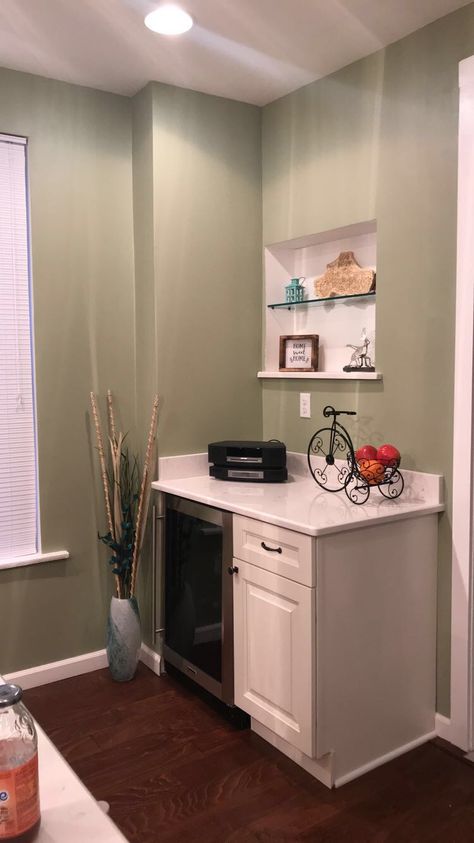 Benjamin Moore Urban Nature paint color for my kitchen ! I love it ! Benjamin Moore Urban Nature, Urban Nature Benjamin Moore, Urban Nature Behr, Behr Gray Paint, Behr Paint Colors Grey, Benjamin Moore Painting, Natural Paint Colors, Bedroom Paint Colours, Painting Walls Tips