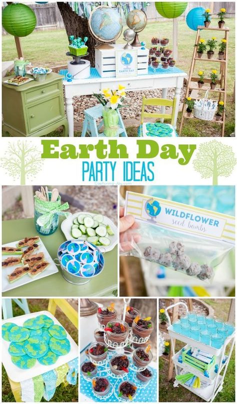 Celebrate Earth Day with these Party Ideas!  From recipes to crafts to decor-we've got you covered! Earth Day Party, Earth Day Projects, Earth Month, Earth Day Crafts, Earth Day Activities, Arbour Day, Activities For Adults, Spring Party, Mothers Day Crafts