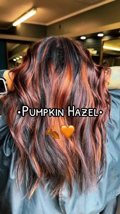 Red Hair With Black And Blonde Streaks, Winter Hair Dye Ideas Brunettes, Peeks Boo Hair, Bold Money Piece With Highlights, Dark Two Tone Hair, Hair Color For Auburn Hair, Caramel And Copper Hair, Brunette Copper Money Piece, Burnt Orange Highlights On Brown Hair