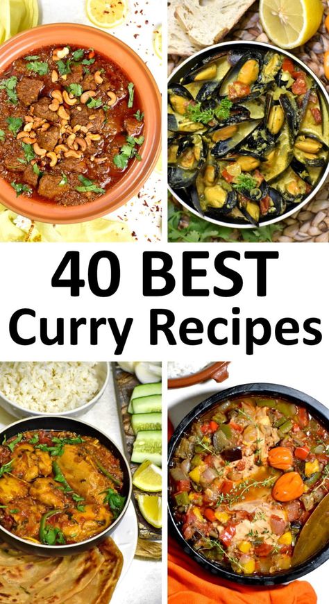 The 40 BEST Curry Recipes - GypsyPlate Best Curry Recipe, East Indian Food, Best Curry, Recipes From Around The World, Curry Recipes Indian, Curry Dishes, Curry Chicken Recipes, Fair Food Recipes, Recipes To Make