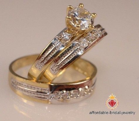 Engagement Rings Couple Gold Indian, Wedding Ring Trio, Types Of Wedding Rings, Trio Ring Set, Yellow Gold Diamond Engagement Ring, Groom Ring, Diamond Engagement Band, Engagement Rings Couple, Trio Ring