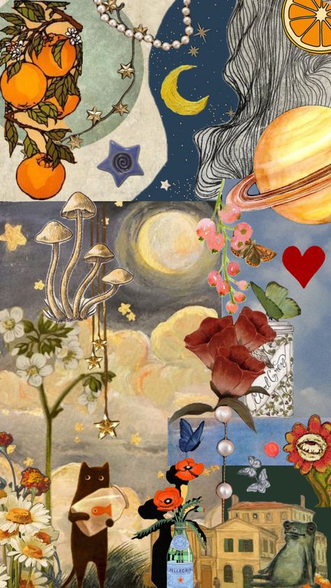 #wallpaper #moonboard #aesthetic #growth #growing #nature #eclectic #art #vibes Eclectic Wallpaper, Funky Wallpaper, Love Butterflies, Space Aesthetic, Eclectic Aesthetic, Stars Moon, Eclectic Art, Vintage Collage, Community Gardening