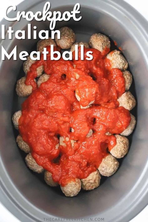 Italian Sausage And Meatballs Crockpot, Meatball In Crockpot Recipe, Meatballs Marinara Crockpot, Crockpot Spaghetti With Frozen Meatballs, Crockpot Meatballs In Marinara Sauce, Easy Crockpot Meatballs Frozen Italian, Easy Meatballs In Crockpot, Pizza Meatballs Crockpot, Crockpot Meatballs For A Crowd