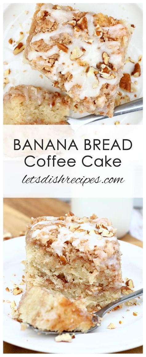 Banana Bread Coffee Cake, Bread And Coffee, Recipe Banana Bread, Breakfast Cakes, Banana Coffee Cakes, Powdered Sugar Glaze, Banana Butter, Recipes Banana, Cake Banana