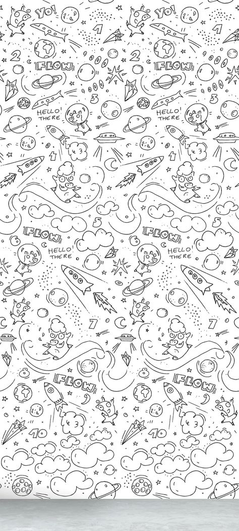 Pigs Colouring Book Removable Wallpaper Kids Room Doodles - Etsy Piglet Wallpaper, Room Doodle, Playground Wallpaper, Wallpaper For Kids Room, Wallpaper Kids Room, Wallpaper For Kids, Wallpaper Diy, Wallpaper Seamless, Wallpaper Kids