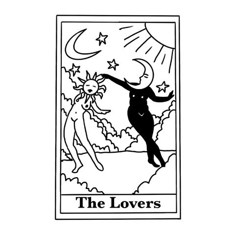 Tarot Card Drawings Lovers, The Lovers Tarot Card Tattoo Traditional, Tarot Card Doodle, Tarot Card Painting, The Lovers Tarot Card Tattoo, The Lovers Tattoo, Tarot The Lovers, Lovers Tattoo, Maching Tattoos