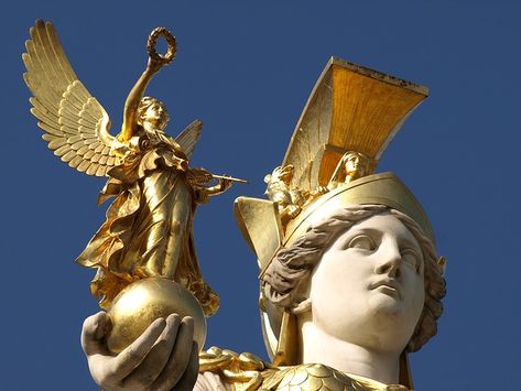 Pallas Athene: The Last Hot Phase of the Ascension Nike Goddess, Athena Greek Goddess, Nike Goddess Of Victory, Greek Goddess Of Wisdom, Winged Victory Of Samothrace, Greek Pantheon, Goddess Aesthetic, Famous Sculptures, Greek And Roman Mythology