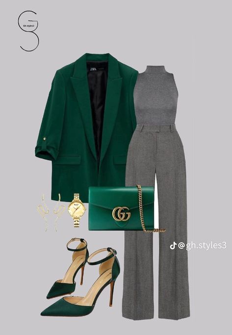 Green And Blue Outfit, Green Blazer Outfit, Winter Fashion Outfits Casual, Celtic Knotwork, Stylish Work Attire, Woman Suit Fashion, Green Blazer, Classy Work Outfits, Stylish Work Outfits