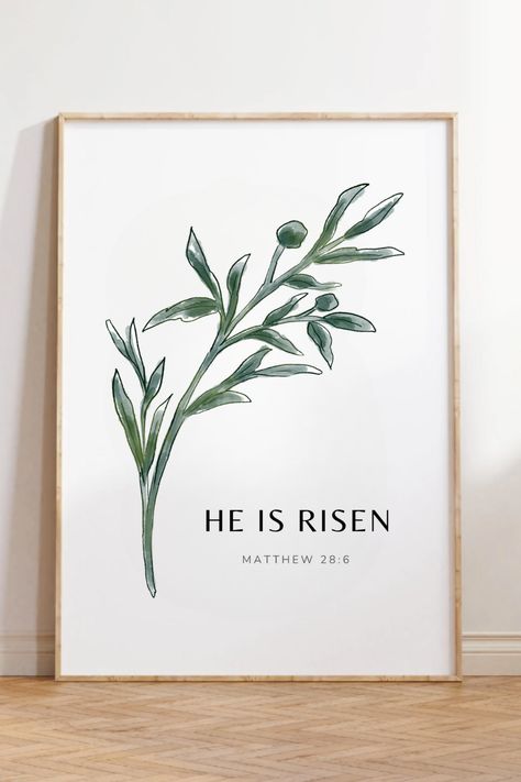 He Is Risen Printable, Minimal Bible Verse, Easter Quote, He Is Risen Easter, Modern Easter, Easter Wall Decor, Spring Wall Decor, Christian Backgrounds, He Has Risen