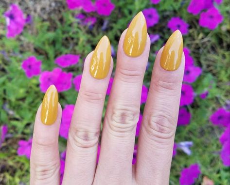 Mustard Yellow Nails, Nails For 15, Mustered Yellow, Yellow Chrome, Taupe Nails, Faux Nails, Mauve Nails, Ultra Beauty, Yellow Nails Design