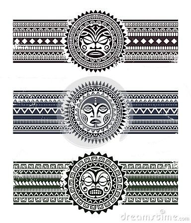 Aztec sun Polynesian Armband Tattoo, Tattoo Maori Perna, Maori Tattoo Arm, Tato Mandala, Stammestattoo Designs, Tato Maori, Tattoo Band, Filipino Tattoos, Maori Tattoos