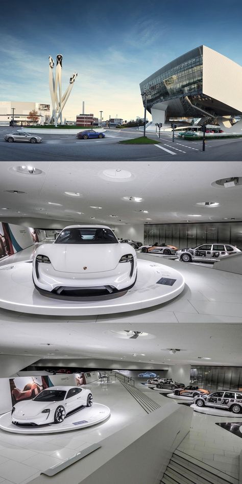 Porsche Showroom Interior, Cars Showroom Architecture, Porsche Showroom Design, Car Museum Architecture, Car Museum Design, Car Showroom Architecture, Porsche Showroom, Automobile Exhibition, Car Exhibition