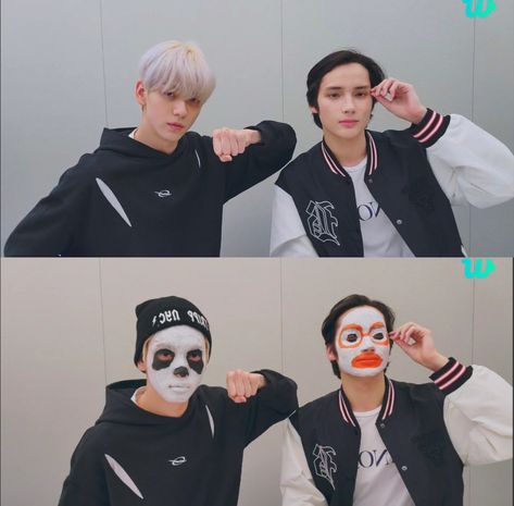 TXT - Weverse Live, Soobin and Hueningkai painting their faces. Posted on (txtgenleaders) Twitter, captioned: How it started the live and how it ended HELPSKK. Feb. 23, 2023 Soobin And Hueningkai Face Paint, Soobin And Hueningkai, Txt Weverse, Face Paint, Boy Groups, The Live, Paint, On Twitter, Twitter