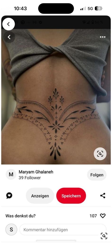 Lower Back Mandala Tattoo For Women, Lower Back Ornamental Tattoo, Symmetrical Lower Back Tattoo, Fine Line Stomach Tattoo, Large Simple Tattoo, Back Scar Tattoo, Ornamental Lower Back Tattoo, Large Lower Back Tattoo, Large Lower Back Tattoos For Women