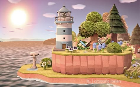 Acnh Lighthouse, Cozy Pink Room, Animal Crossing 3ds, Animal Crossing Funny, Animal Crossing Guide, Acnh Designs, Animal Crossing Wild World, Island Theme, City Folk