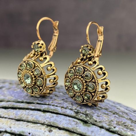 Ottoman Rose Shaped Black Diamond Simulant With Bronze Earrings Antique Design - Etsy Jewelled Headpiece, Edwardian Jewelry, Bronze Earrings, Earrings Antique, Classy Jewelry, Diamond Simulant, Turquoise Stones, Antique Design, Back To Life