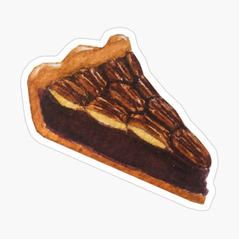 Pecan Pie Drawing, Pie Watercolor, Pie Sticker, Watercolour Food, Pie Drawing, Watercolor Food Illustration, Watercolor Food, Chocolate Pies, Food Illustration