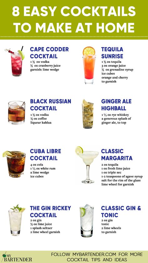 Easy Cocktails Easy At Home Cocktail Recipes, Simply Cocktails Drink Recipes, Easy Diy Cocktails, Easy Drink To Make At Home, Homemade Cocktails Recipes, Drinks To Make At Home Alcoholic, Simple Cocktails Recipes, How To Make A Cocktail, Easy Homemade Cocktails