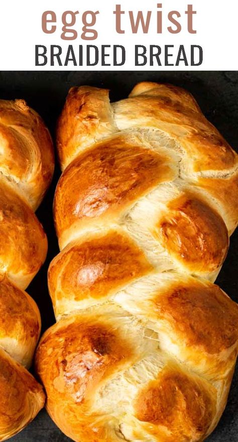 Egg And Bread Recipes, Twist Bread, Bread Twists, Egg Bread, Braided Bread, Homemade Dinner Rolls, Easter Bread, Challah Bread, Loaf Recipes