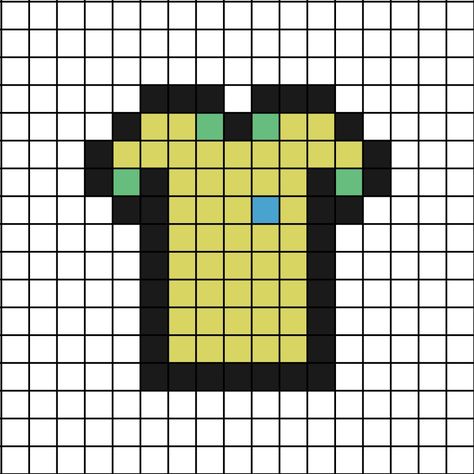 A pixel art template of the Brazilian (soccer for Americans) international football team home shirt. Easy Pixel Art Football, Brazil Pixel Art, Soccer Perler Beads, Football Perler Bead Patterns, Soccer Pixel Art, Pixel Art Football Shirt, Pixlr Art Easy, Pixel Art Ronaldo, Football Pixel Art