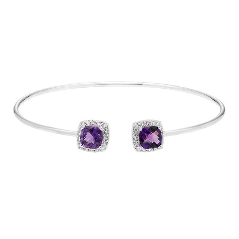 Expensive Bracelets, Cushion Halo, Formal Jewelry, Purple Bracelet, Prom Jewelry, Amethyst Bracelet, White Topaz, Purple Amethyst, Timeless Beauty