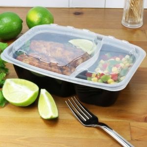 28 oz. Two Compartment Plastic Food Container Combo Pack with Divided Lid | Wholesale Meal Prep Containers | MrTakeOutBags Plastic Food Containers, Commercial Dishwasher, Meal Prep Containers, Food Packaging Design, Food Container, Print Packaging, Custom Packaging, Food Delivery, Bento Box