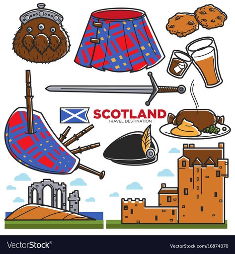 Architecture Castle, Scottish Symbols, Scotland Culture, Scottish Christmas, Castle Vector, Scottish Flag, Ancient Kings, Royal Family Trees, Beer Food