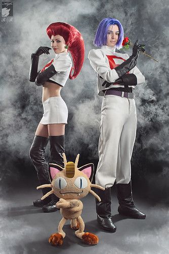 Jesse And James Team Rocket, Jesse And James, James Team Rocket, Team Rocket Costume, Rocket Cosplay, Team Rocket Cosplay, Doll Cosplay, Group Cosplay, Pokemon Team Rocket