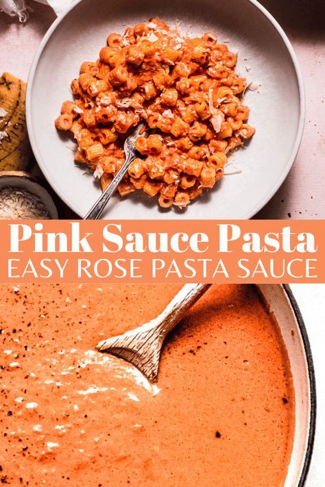 Vegan Rose Pasta, How To Make Rose Sauce For Pasta, Chicken Pasta Rose Sauce, Chicken Pasta Recipes Pink Sauce, Homemade Creamy Tomato Pasta Sauce, Rose Tomato Sauce, Pink Tomato Sauce, Homemade Rose Pasta Sauce, Pasta With Rose Sauce And Chicken