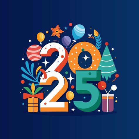 Happy New Year 2025 Vector, Logo, Icon, Design​​​​​​​ :: Behance Happy New Year 2025 Illustration, 2025 Logo Design, Happy New Year Illustration Design, 2025 Illustration, 2025 New Year, Happy Logo Design, Happy New Year 2025 Design, Happy New Year Graphic, 2025 Logo