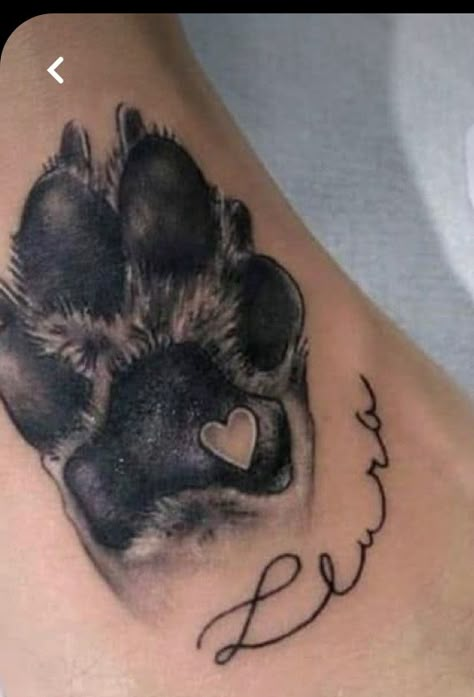 Tattoo Perro, Tattoos For Dog Lovers, Dog Memorial Tattoos, Pawprint Tattoo, Dog Paw Tattoo, Remembrance Tattoos, Paw Tattoo, Memorial Tattoo, Memorial Tattoos