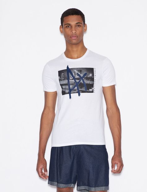 Armani Exchange T SHIRT WITH PHOTOGRAPHIC PRINT, Graphic T Shirt for Men | A|X Online Store Armani Exchange Men, Armani Exchange, Modern Man, Mens T, Photographic Print, Stylish Outfits, Graphic Tshirt, Short Sleeves, Mens Shirts