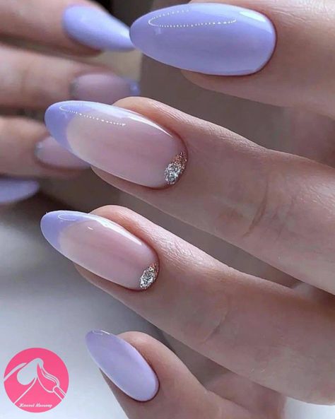 Unghie Sfumate, Makeup Nails Designs, Purple Acrylic Nails, Lavender Nails, Fancy Nails Designs, Simple Gel Nails, Oval Nails, Dipped Nails, Xmas Nails