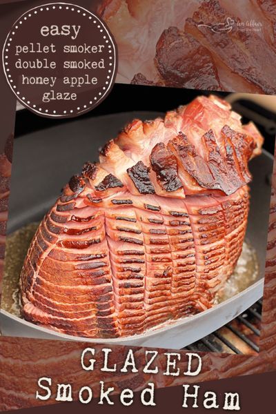 A large bone-in smoked ham will turn out beautifully on your Traeger pellet grill. My Glazed Smoked Ham recipe cooks in a little over two hours brushed with a sweet spiced glaze of honey and apple.  It’s scored before smoking to get all of the smoke flavors and all of that sweet glaze down inside the ham.  Double Smoked ham is twice as delicious! Ham Traeger, Glazed Smoked Ham, Smoked Ham Glaze, Ham Glazed, Bone In Ham, Traeger Smoked Turkey, Leftover Soup, Smoked Ham Recipe, Fresh Ham