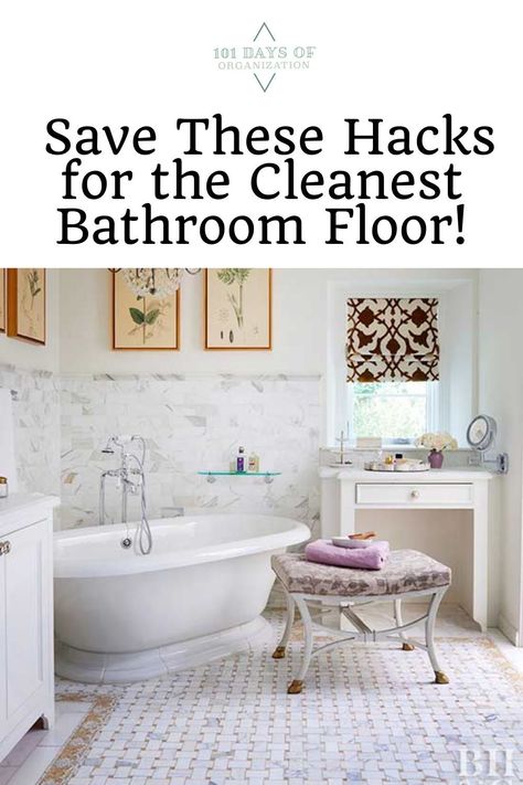 You might think that you can get your bathroom floor clean any old way you like, and that’s true. But how would you like to get your bathroom floor even cleaner, and in less time than before? Today I’ve got some valuable cleaning hacks to help you clean your bathroom floor. These bathroom cleaning hacks will help you clean correctly–as in better and faster, with simple ingredients. Bathroom Floor Cleaning Hacks, Homemade Bathroom Cleaner, Clean Bathroom Floor, Floor Cleaning Hacks, Cleaning Bathroom Tiles, Clean Your Bathroom, Natural Cleaning Products Diy, Homemade Cleaning Supplies, Cleaning Inspiration