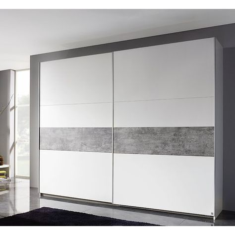 Grey And White Wardrobe Design, Grey And White Cupboards Bedroom, Sliding Door Wardrobe Designs Grey, White Laminate Wardrobe Design, Light Grey Wardrobe Bedroom, Light Grey Wardrobe, White Wardrobe Bedroom Modern, Grey Wardrobe Design, Wardrobe Colour Ideas