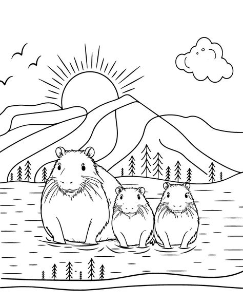 Capybara Coloring Pages Capybara Coloring Page, Anime Places, Under The Rainbow, Coloring Tips, Pencil Eraser, Free Printable Worksheets, Holidays With Kids, Color Free, Coloring Sheets