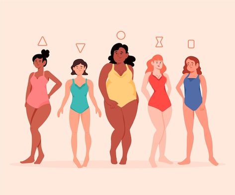 Body Type Drawing, Body Types Women, Hand Drawn Type, Type Illustration, Woman Illustration, Female Body, Body Love, Vector Photo, Body Shapes