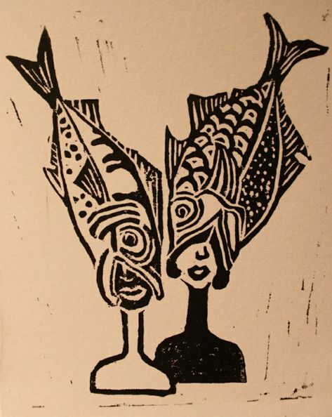 Linocut Printmaking, Lino Art, Linocut Art, Printmaking Art, Oui Oui, Fish Art, Lino Print, Linoleum, The Fish