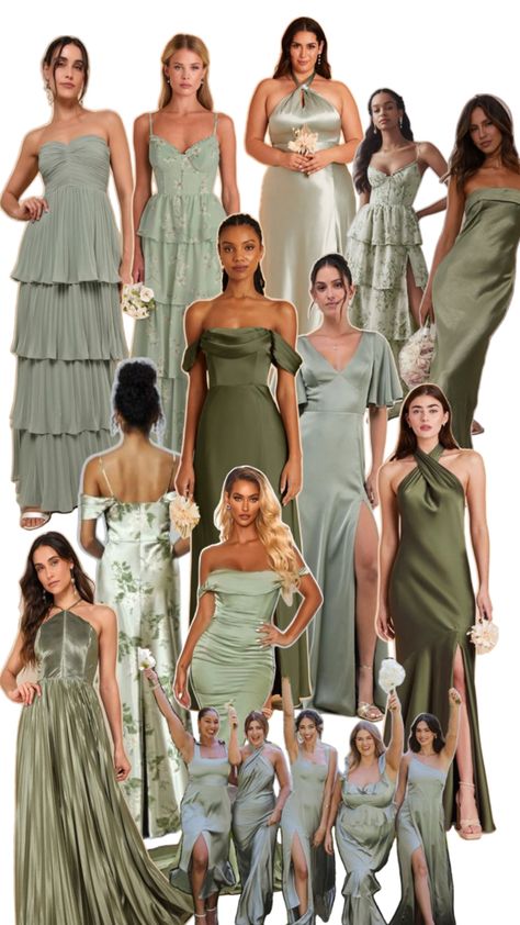 Shades Of Green Bridesmaid Dresses Summer, Mixed Colors Bridesmaid Dresses, Lime Bridesmaid Dresses, Lime Green Formal Dress, Mitch Match Bridesmaid Dresses, Green Summer Bridesmaid Dresses, Green Color Wedding Theme, Different Shade Bridesmaid Dresses, Earth Tones Wedding Colors